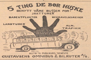 Bilde av Reklame for busstransport i 1929